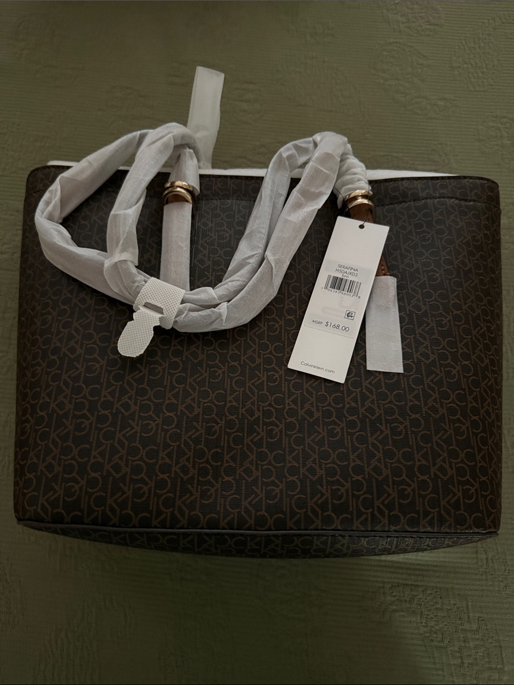 Calvin Klein Dark Brown Logo Tote - Picture 1 of 7